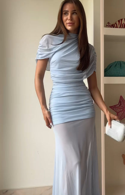 Amanda Uprichard Evianna Mesh Gown, Blue