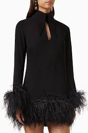 16ARLINGTON Michelle feather-trim dress