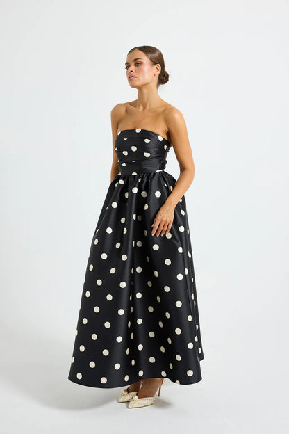 Dottie Strapless Midi, Black/White