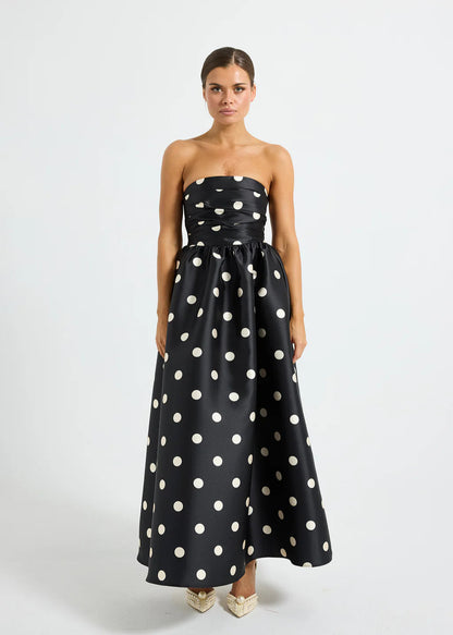 Dottie Strapless Midi, Black/White