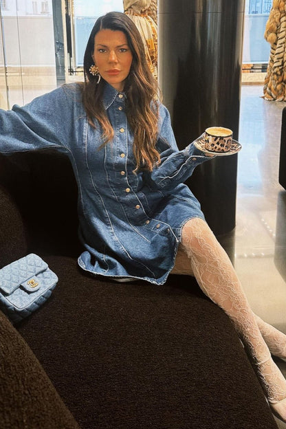 scanlan theodore denim dress DENIM TURBAN RING DRESS - INDIGO.8