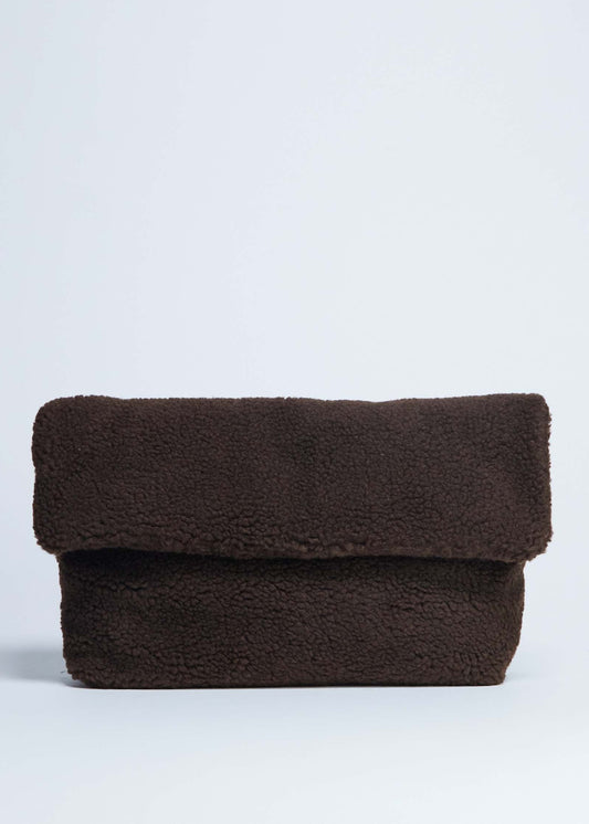 Folded clutch grab bag, Brown