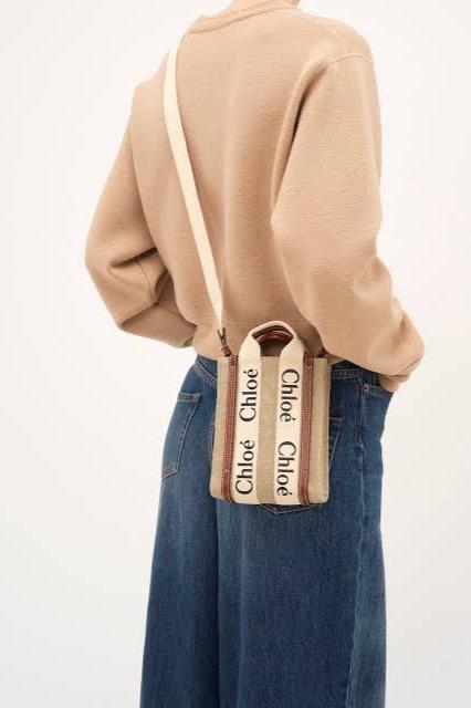 Chloe | Mini Woody North South Tote bag, linen