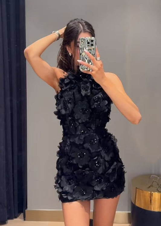 Elliatt Cherry Blossom Mini Dress in Black