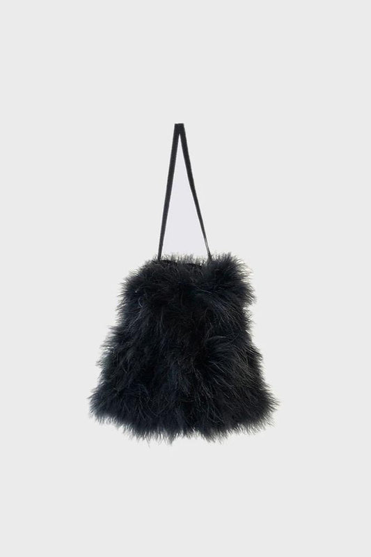 Yves Salomon | feather bag, black/navy