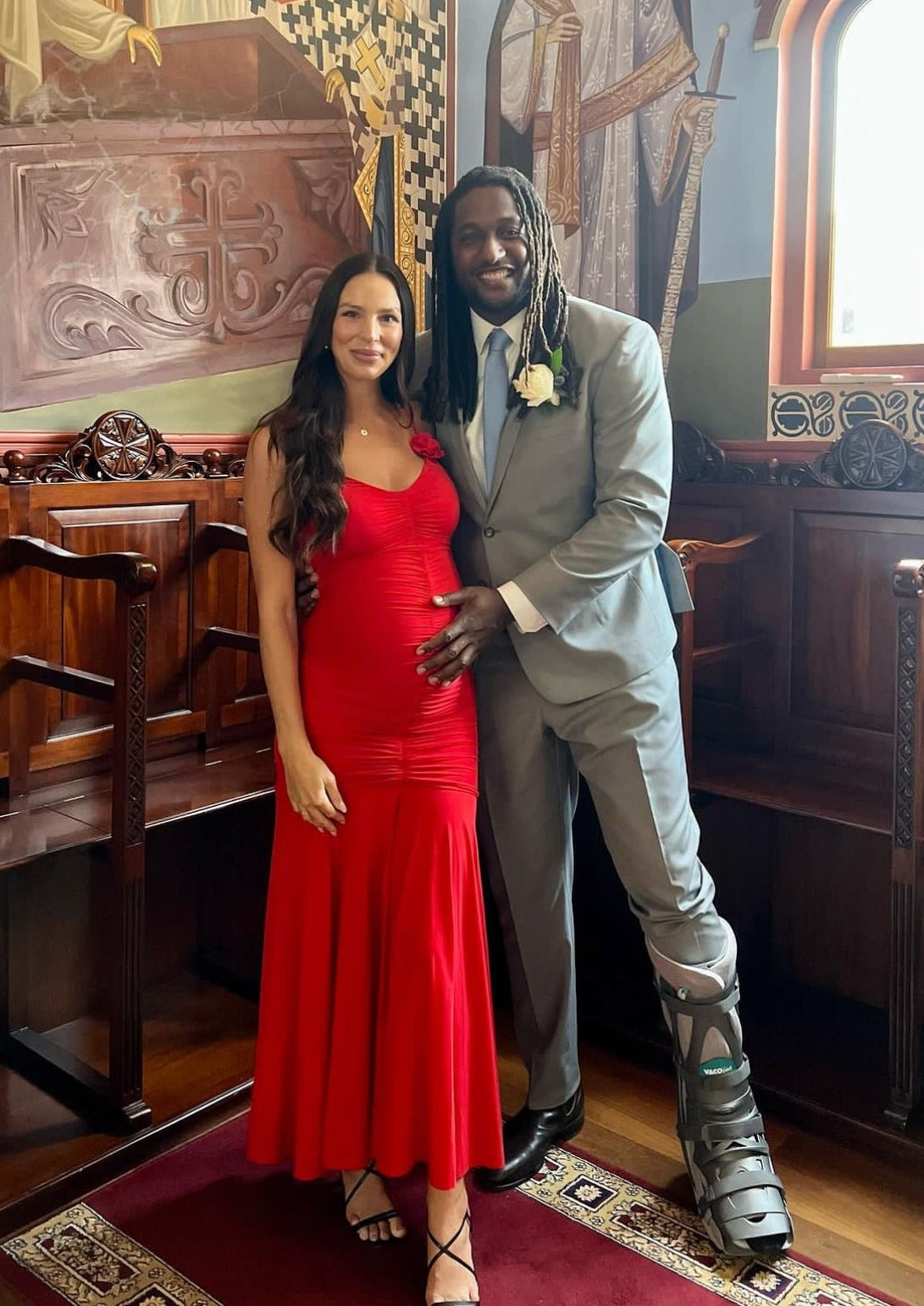 Matching a outlet red dress