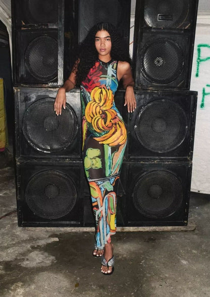 Venroy Mesh Tank Dress, Jamaica Scene