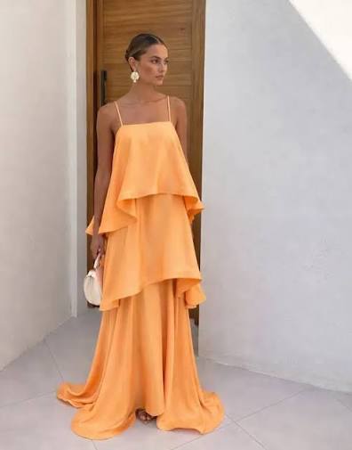 Tilly Tiered Maxi Dress in Orange