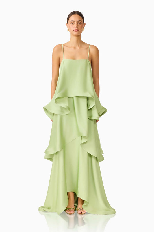 Elliatt Tilly Tiered Gown, Sage Green