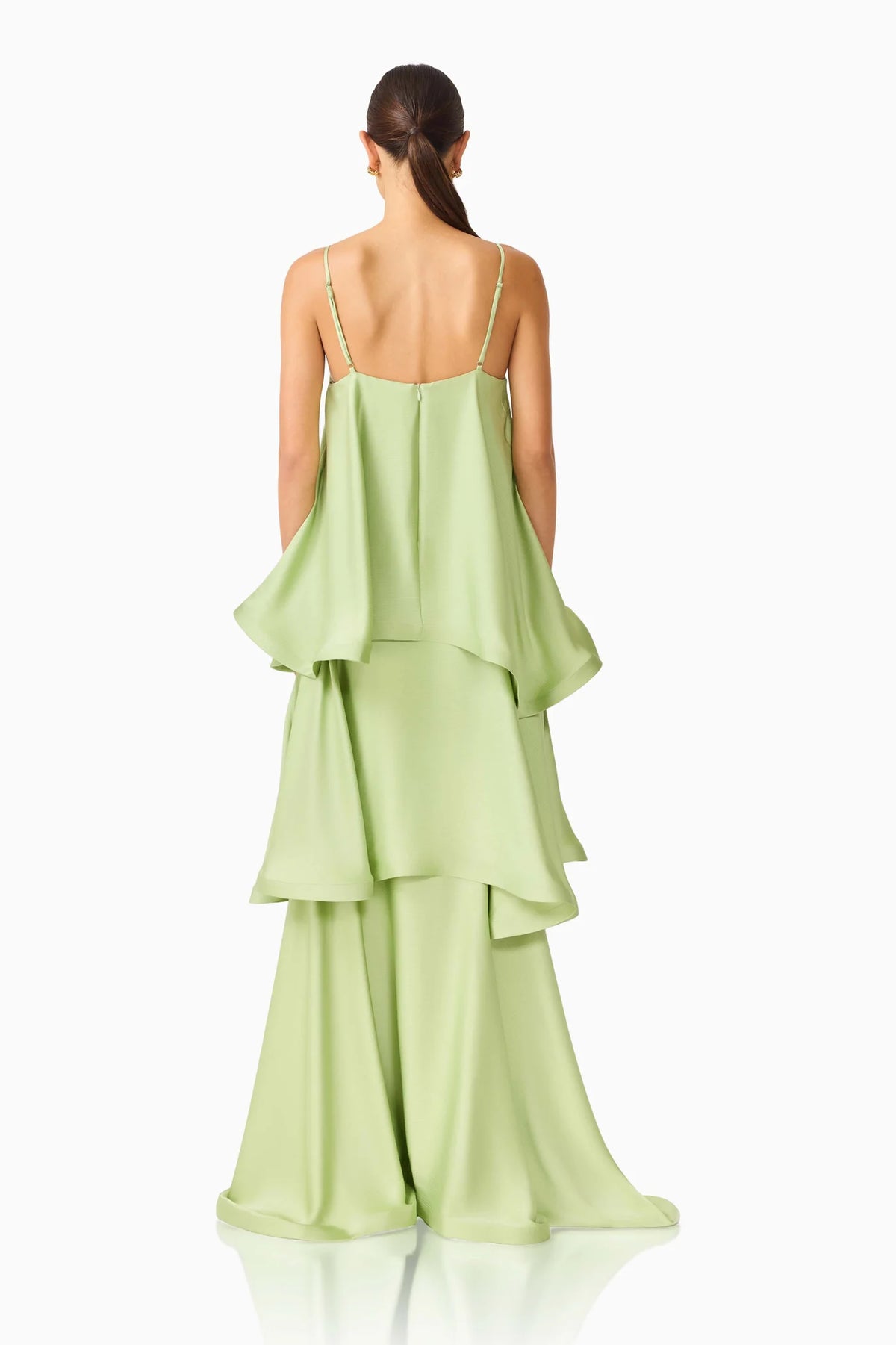 Elliatt Tilly Tiered Gown, Sage Green