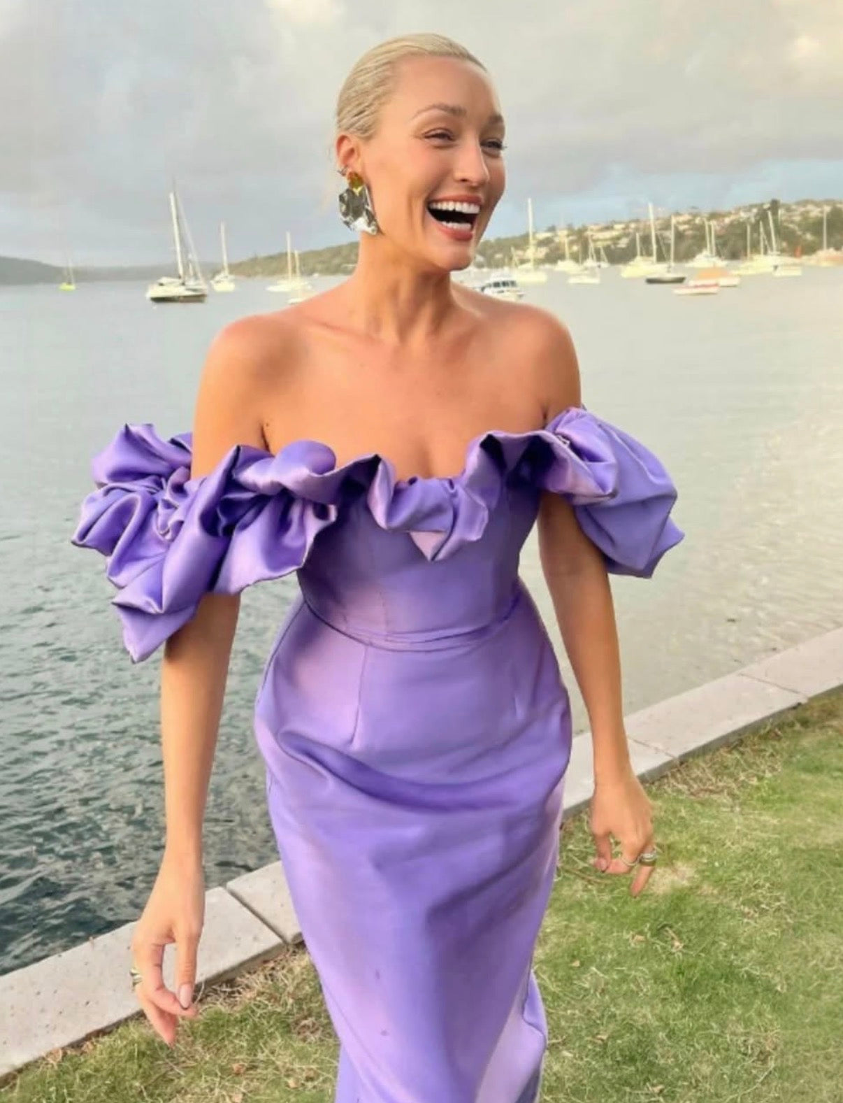 Alemais Suzi off the shoulder midi dress