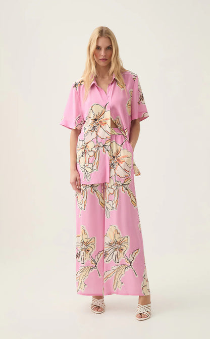 Mirella Silk Shirt and Pant, Pink floral