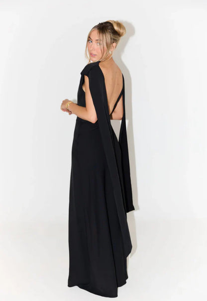 Muse Drape Back Maxi Dress, Black