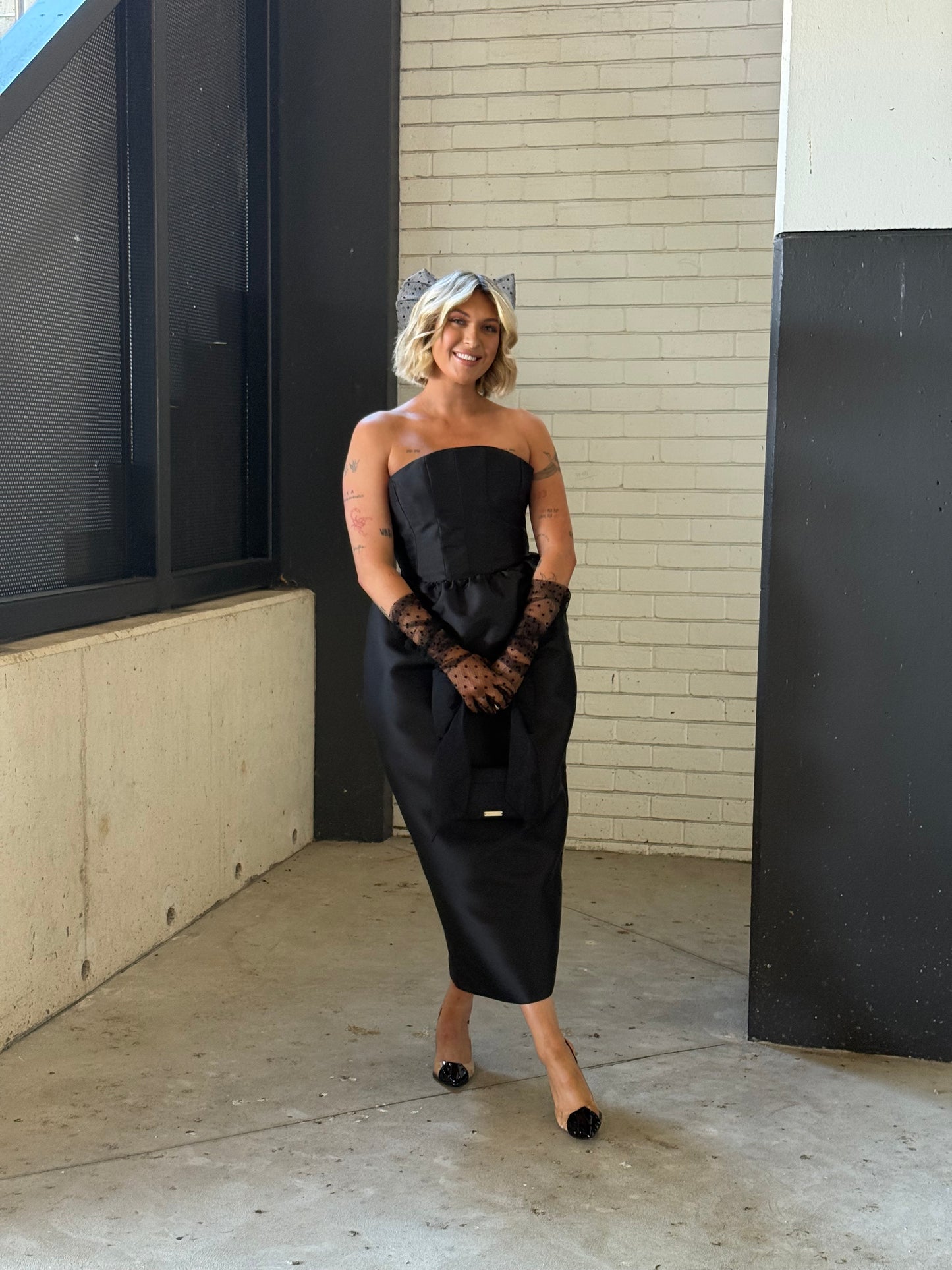 Effie Kats Curved Strapless Maxi Dress