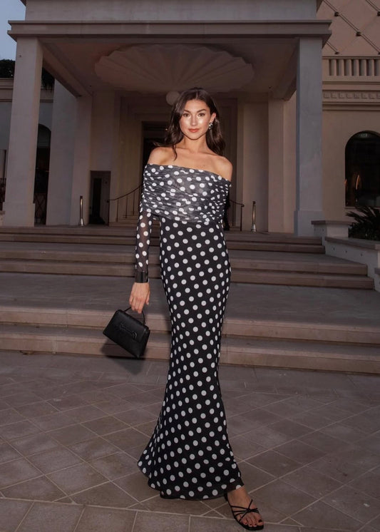 Thelma Dress in Diagonal Dot