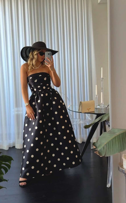 Dottie Strapless Midi, Black/White