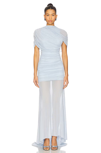 Amanda Uprichard Evianna Mesh Gown, Blue