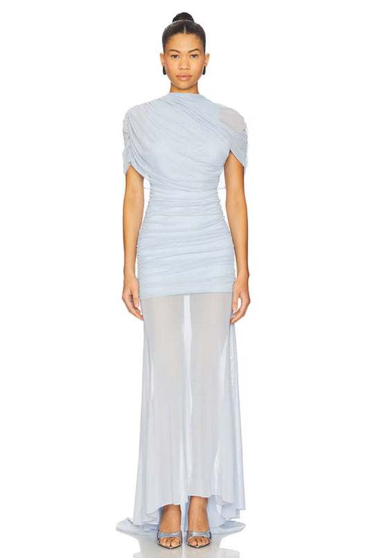 Amanda Uprichard Evianna Mesh Gown, Blue
