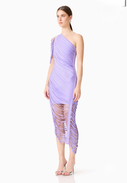 Alya Asymmetrical Midi Dress in Purple