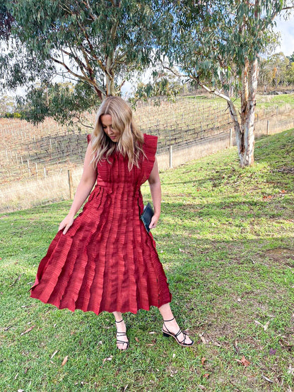 Aje Hybrid Midi Dress - Burgundy