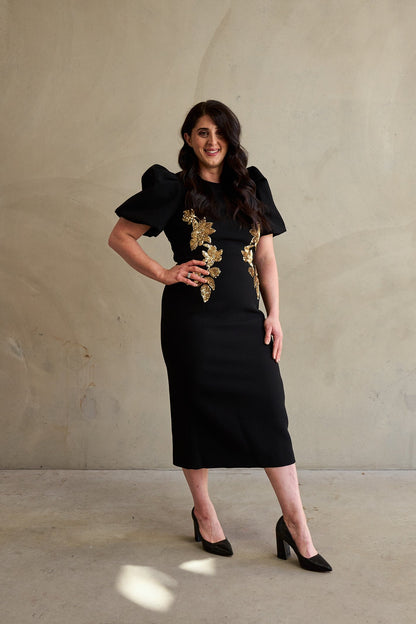 rebecca vallance black and gold dress Alexandrite Mini Dress Size 12