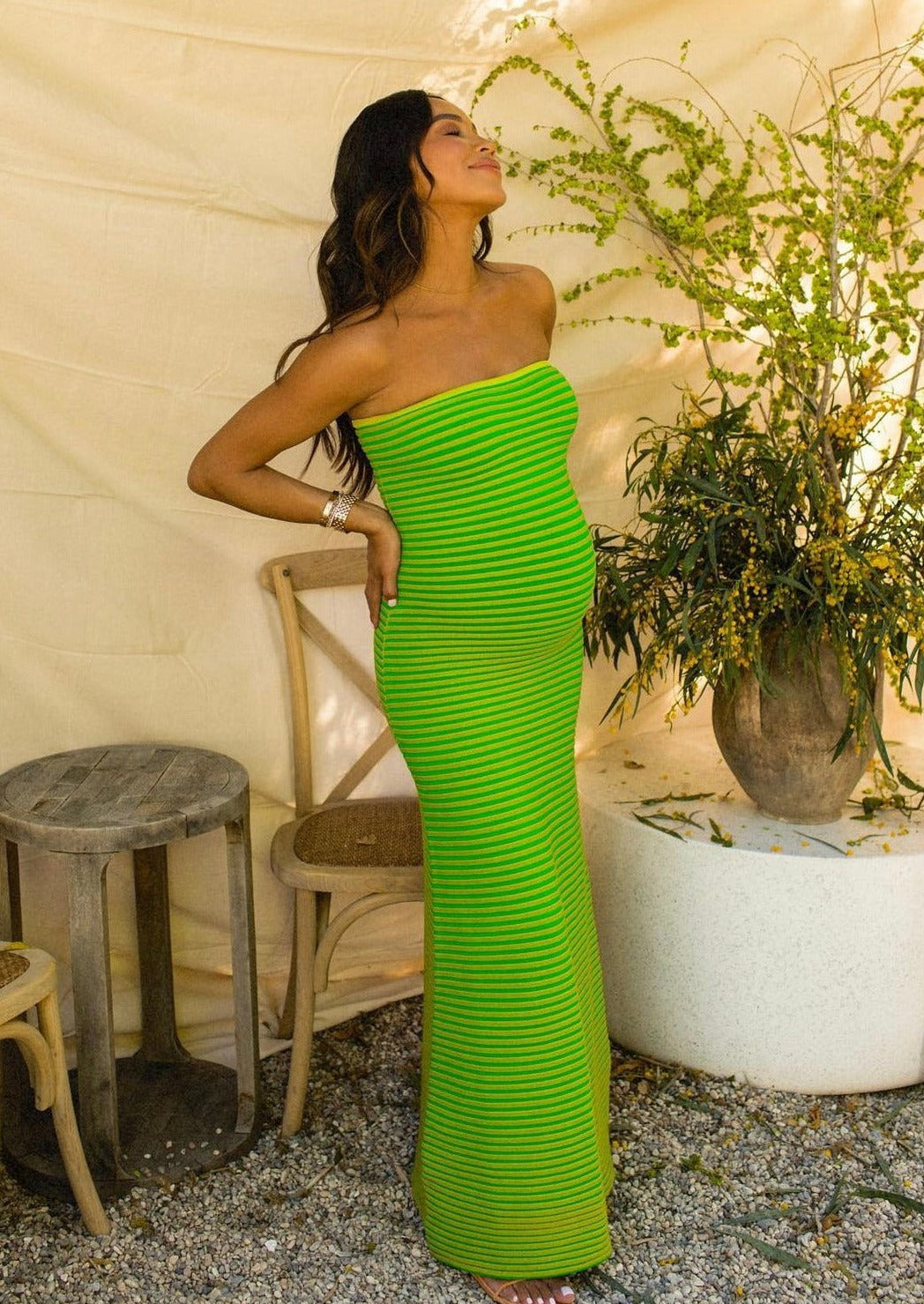 The Wolf Gang Sunmor Knit Maxi Dress, Lime